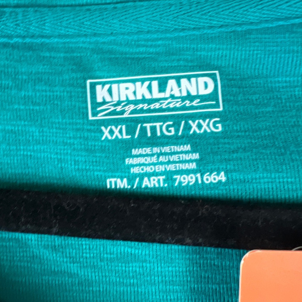 Kirkland Signature Teal Blue Cotton Slub Tee 3/4 Sleeve Scoop Neck XXL 7991664 - Picture 6 of 10